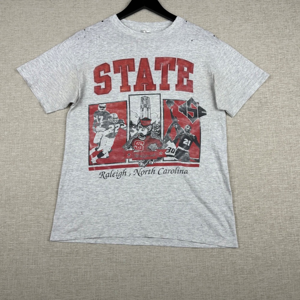 Vintage NC State Wolfpack Miller T-Shirt Mens Medium Gray Raleigh NC USA Made